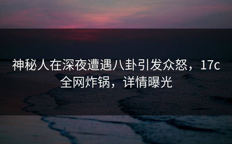 神秘人在深夜遭遇八卦引发众怒，17c全网炸锅，详情曝光