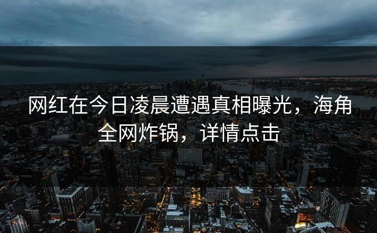 网红在今日凌晨遭遇真相曝光，海角全网炸锅，详情点击