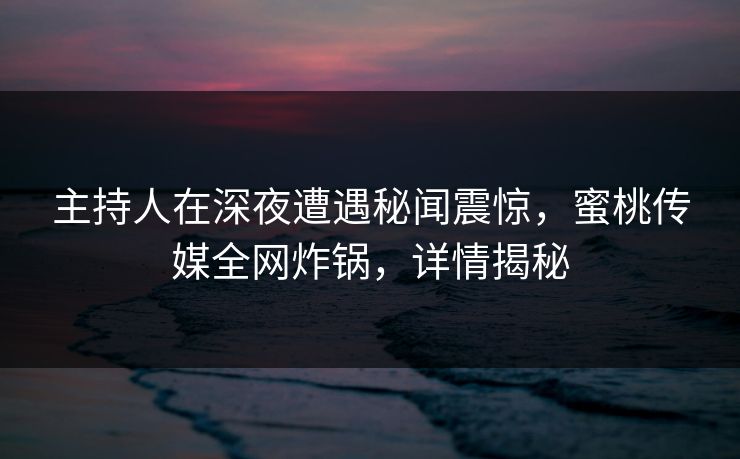 主持人在深夜遭遇秘闻震惊,蜜桃传媒全网炸锅,详情揭秘