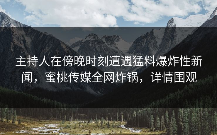 主持人在傍晚时刻遭遇猛料爆炸性新闻，蜜桃传媒全网炸锅，详情围观