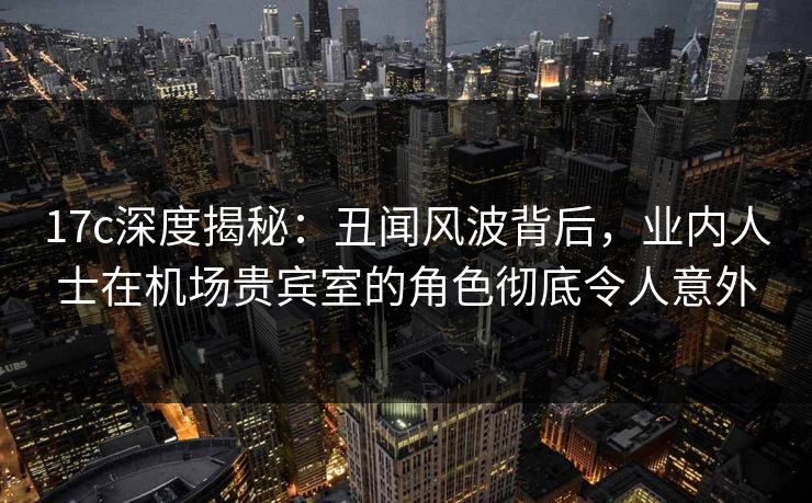 17c深度揭秘：丑闻风波背后，业内人士在机场贵宾室的角色彻底令人意外