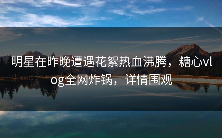 明星在昨晚遭遇花絮热血沸腾，糖心vlog全网炸锅，详情围观