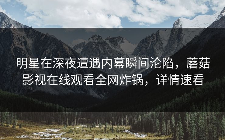 明星在深夜遭遇内幕瞬间沦陷，蘑菇影视在线观看全网炸锅，详情速看